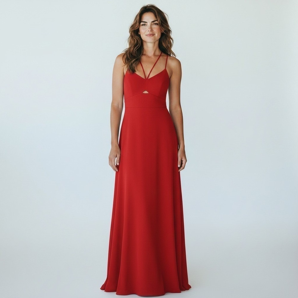 L'Agence Intermix Silk Cutout Maxi Dress Multi-Strap Open Back Homecoming prom 4